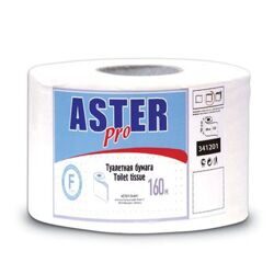 Бумага туалетная д/дисп Aster 2сл бел 100%цел втул 160м 12рул/упак 341201