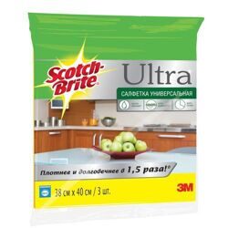 Салфетки хозяйственные Scotch-Brite ULTRA вискоза 140 г/м 38х40 см 3 шт/уп